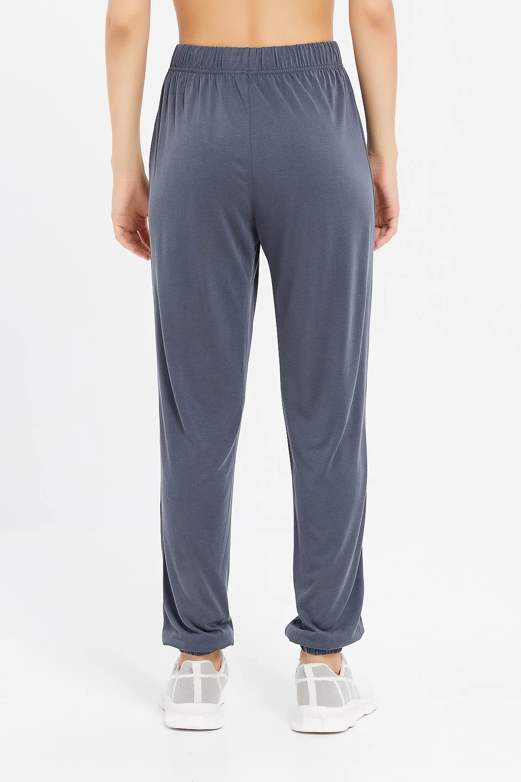 Women Blue Plain Joggers