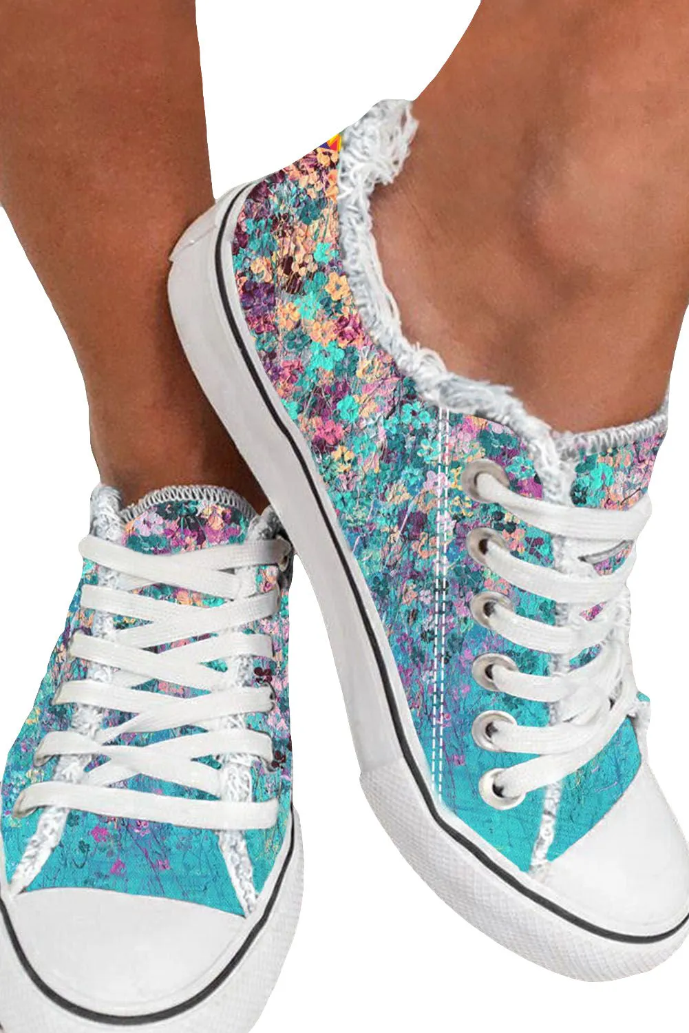 Women's Canvas Shoes Floral Print Fashion Sneakers Low Top Casual Shoes