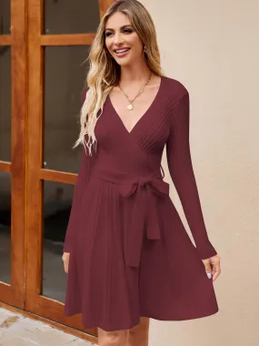 Wrap V-Neck Knit Dress