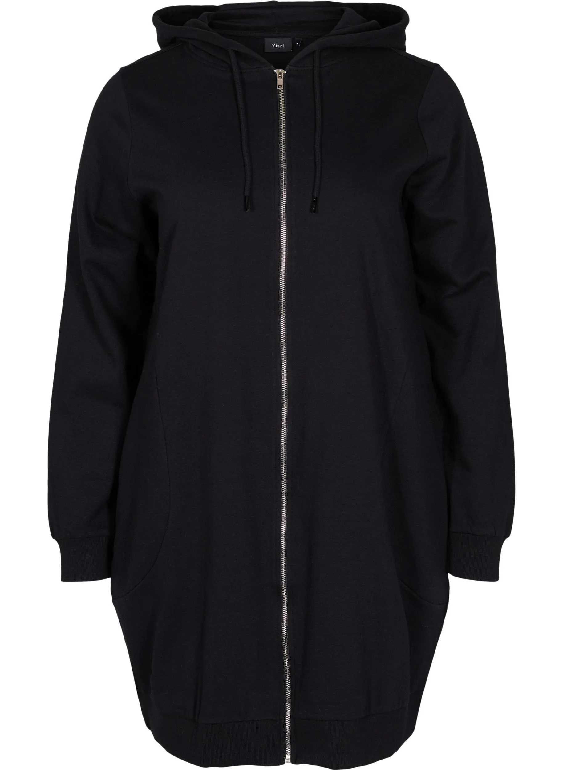 Zizzi Shelly Longline Hoodie in Black